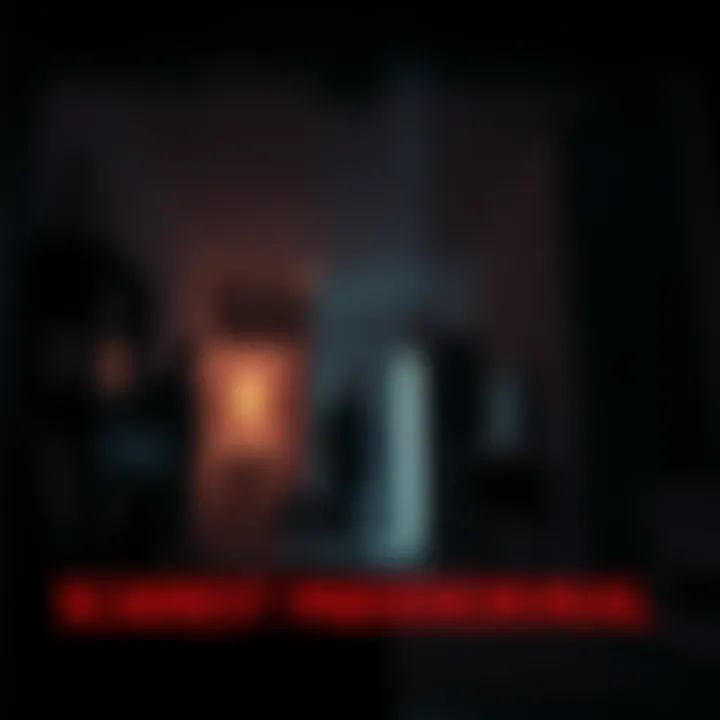 Creepy Paranormal Show Scene A dark and eerie room with flickering lights and shadowy figures, evoking a sense of fear and suspense from a paranormal episode.