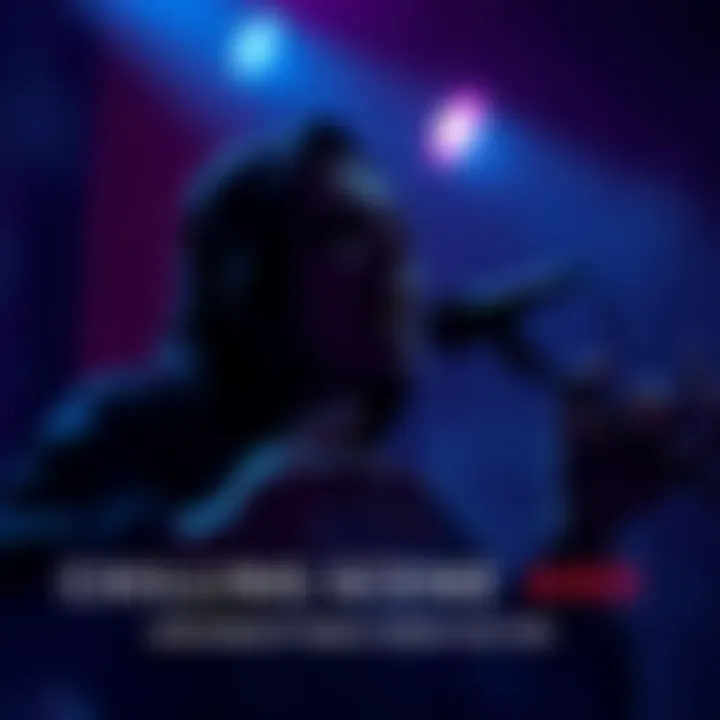 Creepy Singing Scene A dark, shadowy figure singing eerily with a chilling laugh in the background, creating an unsettling vibe.