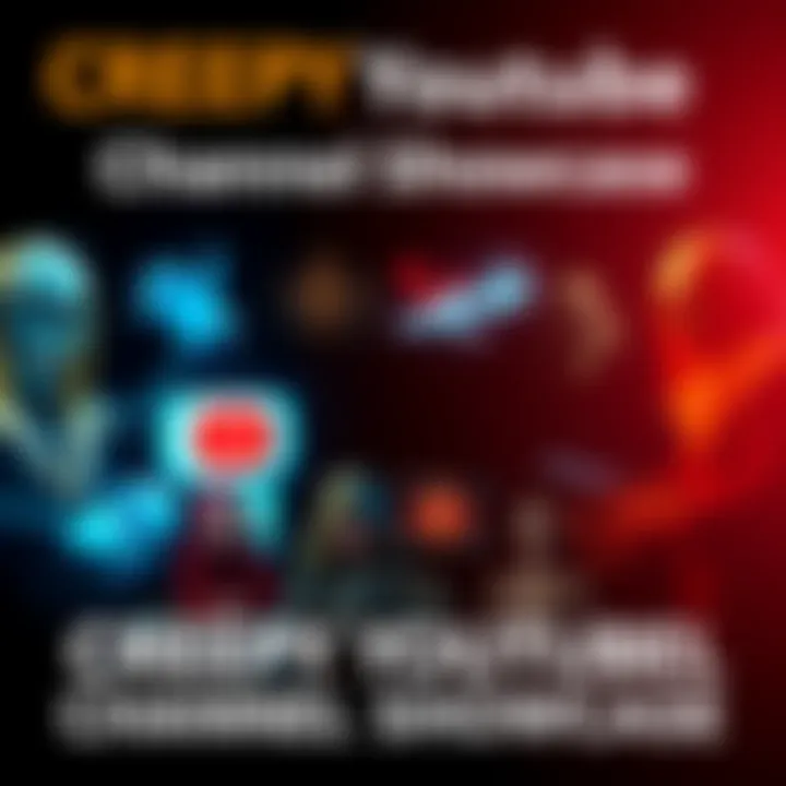 A collection of spooky thumbnails from various YouTube channels featuring paranormal and creepy themes.