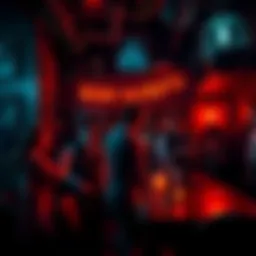 A group of ghost hunters analyzing the haunted Bobby Mackey's bar, surrounded by eerie decorations and dim lighting.