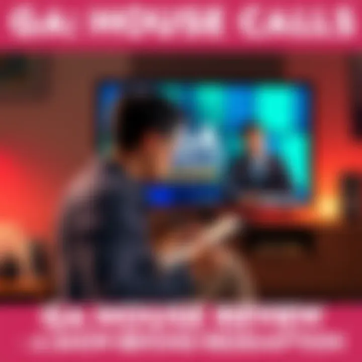 A person sitting in front of a TV, looking disappointed while watching GA: House Calls, with a notebook and pen in hand taking notes on the show.