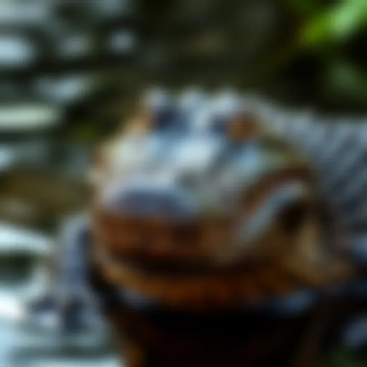 A crocodile displaying a rounded snout, showcasing the unexpected change in shape.