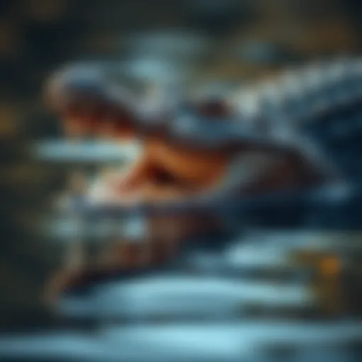 A crocodile shedding tears near water, symbolizing the concept of false emotions