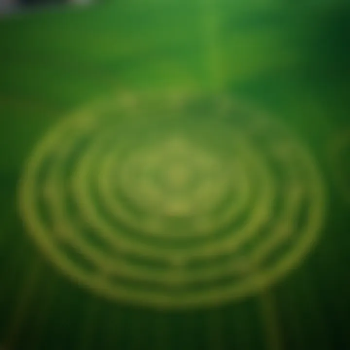 Crop Circle in Wiltshire Aerial view of a crop circle in Wiltshire showing a design resembling the Sumerian solar system.