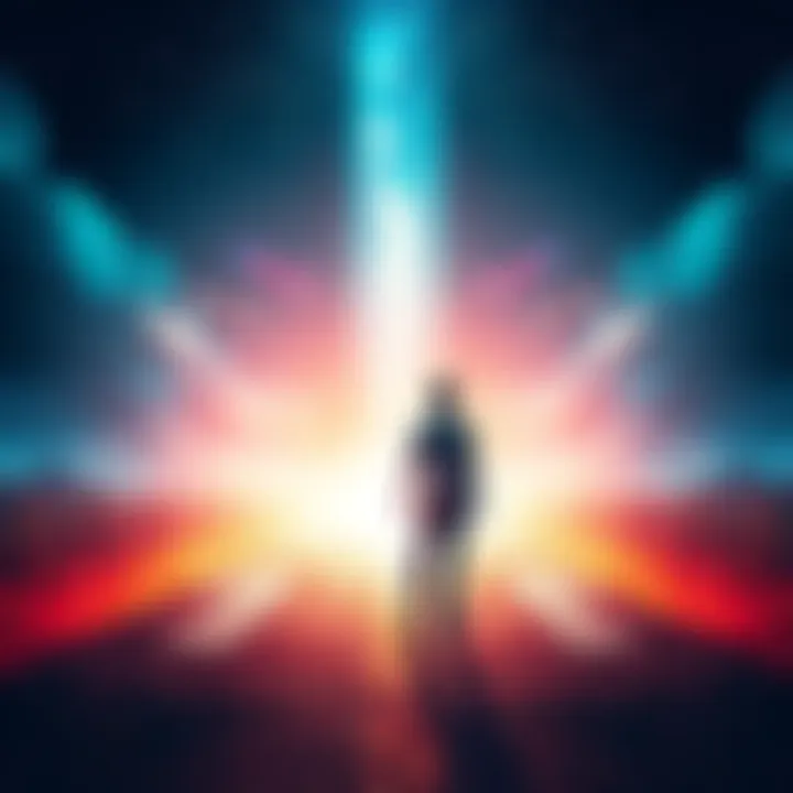 A person looking confused at a crossroads with different paths representing choices, symbolizing alternate timelines.