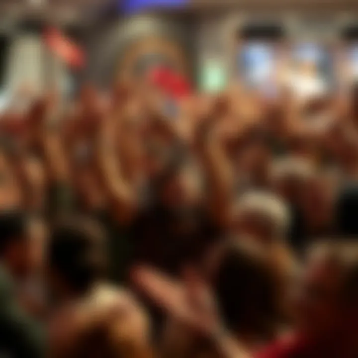 Crowd Celebrating Exciting News A diverse group of people cheering and celebrating together in a lively atmosphere, expressing joy and excitement about recent news in 2025.