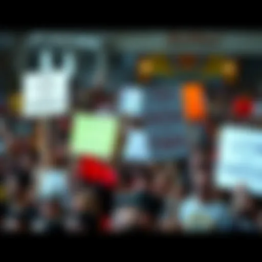 Crowd Holding Signs A diverse crowd of people holding signs expressing their opinions, illustrating public participation and potential chaos of empowerment.