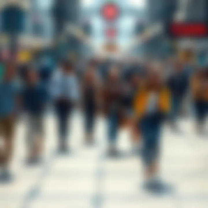 People walking slowly with confused looks in a busy area, resembling a zombie-like behavior