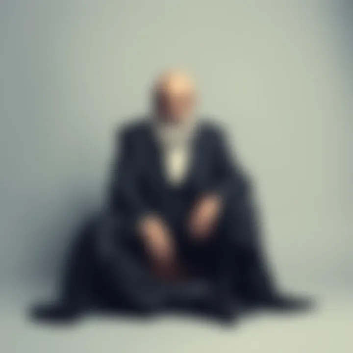 Aleister Crowley Sitting Pose Aleister Crowley in a distinctive sitting position, showcasing his unique style and expression, set against a simple background.