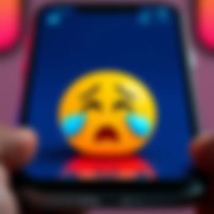 A close-up of a smartphone screen displaying the crying emoji with a surprised expression