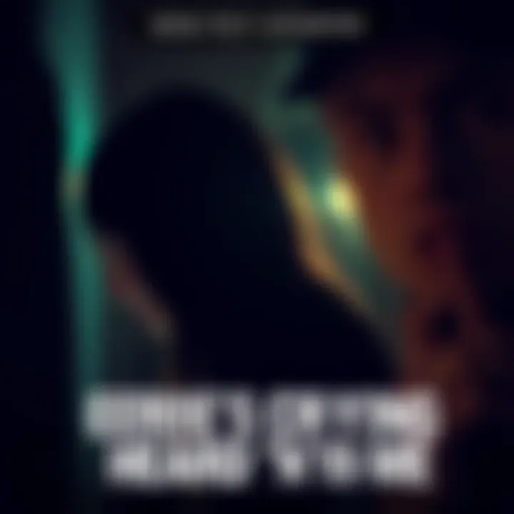 A silhouette of a woman crying in dim light, with a young man looking concerned in the foreground.