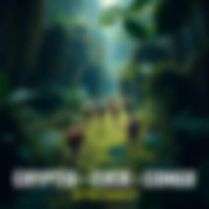 A group of people trekking through a dense tropical rainforest, searching for cryptids like Mokele-Mbembe, with challenging terrain and thick foliage around them.