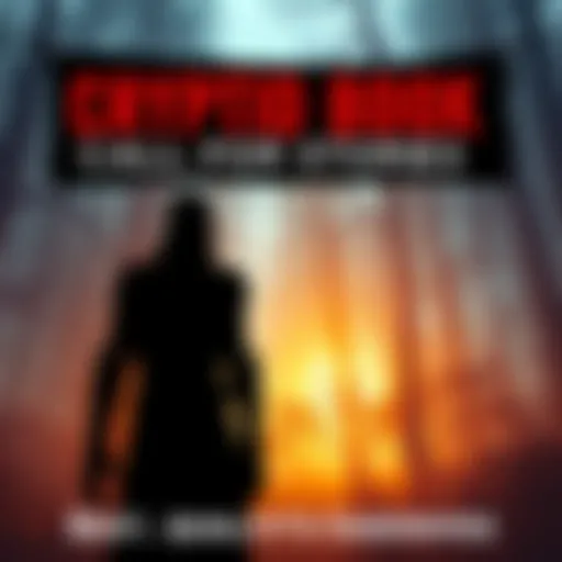 A banner asking for personal cryptid encounter stories from people to feature in a book, with a mysterious forest background and a silhouette of a cryptid figure