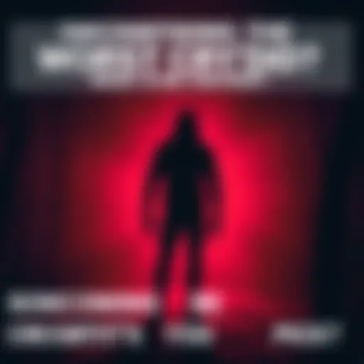 A shadowy figure representing a cryptid stands in a dark forest, creating a sense of fear and suspense.