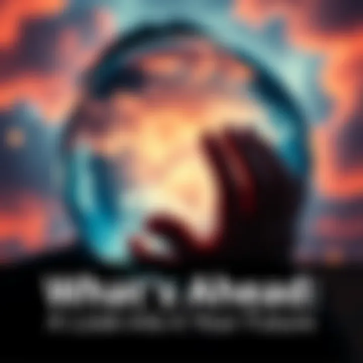 A person gazing into a crystal ball with swirling clouds inside, symbolizing predictions about the future