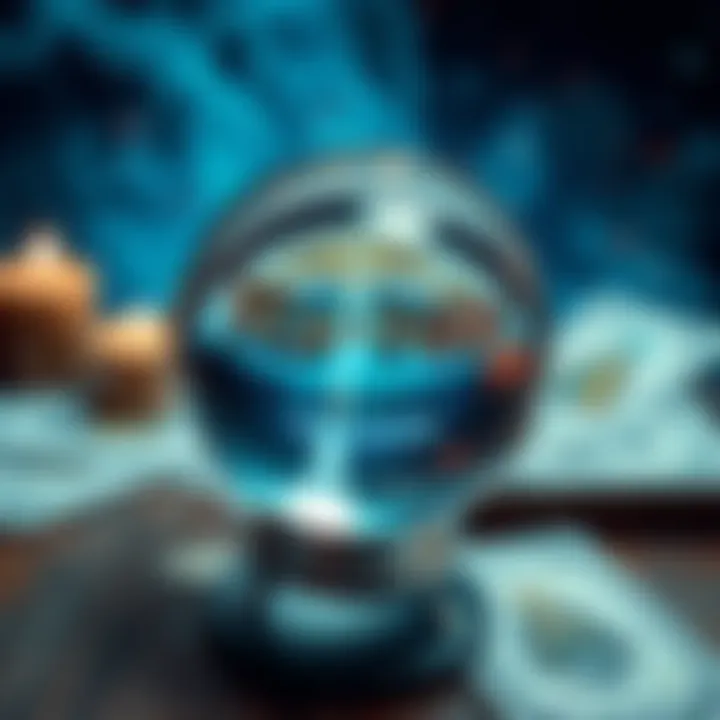 A crystal ball surrounded by tarot cards, symbolizing a Yes No reading opportunity.