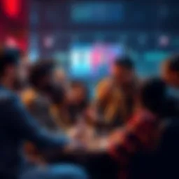 A group of diverse individuals engaging in a lively discussion about cultural norms and morality.