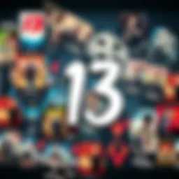 A collage of movie posters featuring the number 13 prominently, showing its influence in various films and TV shows