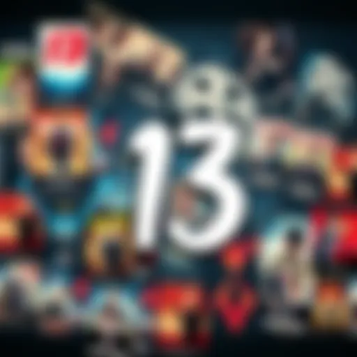 A collage of movie posters featuring the number 13 prominently, showing its influence in various films and TV shows
