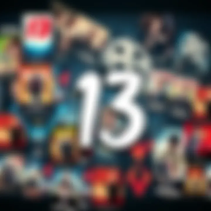 A collage of movie posters featuring the number 13 prominently, showing its influence in various films and TV shows