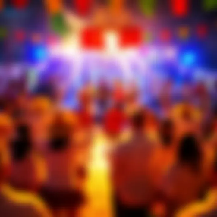 A vibrant scene of people celebrating with traditional music and dance during a festival in Mexico.