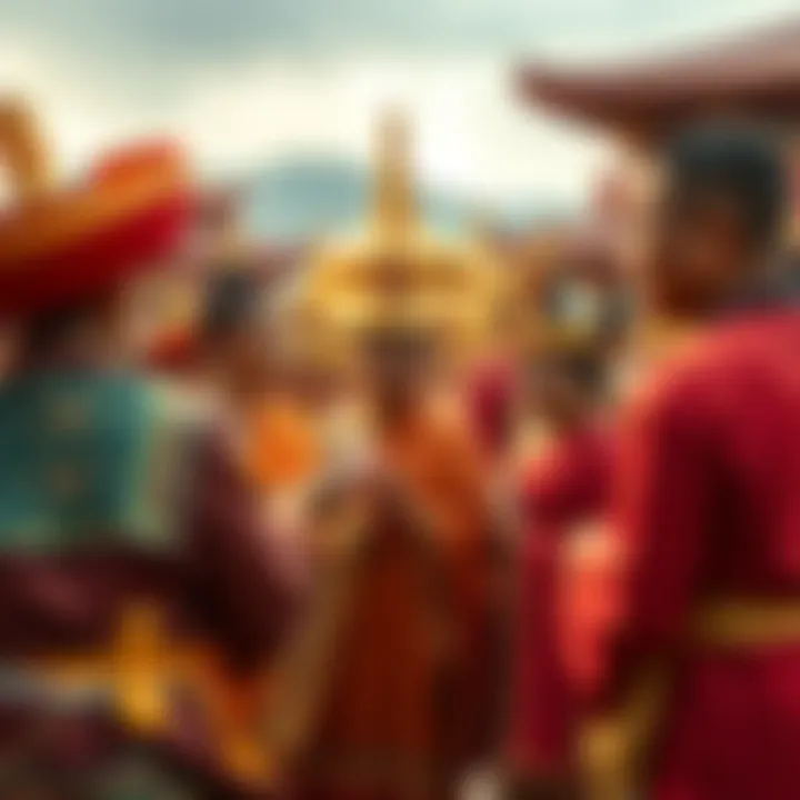 A group of people in a Buddhist-majority country participating in a traditional ceremony, showcasing unique cultural practices.
