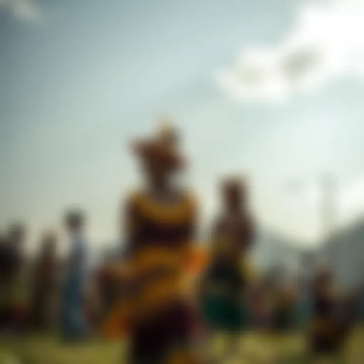 People engaging in a cultural event centered around Palo Rama Corta Lima Kiribono, showcasing traditional attire and customs.