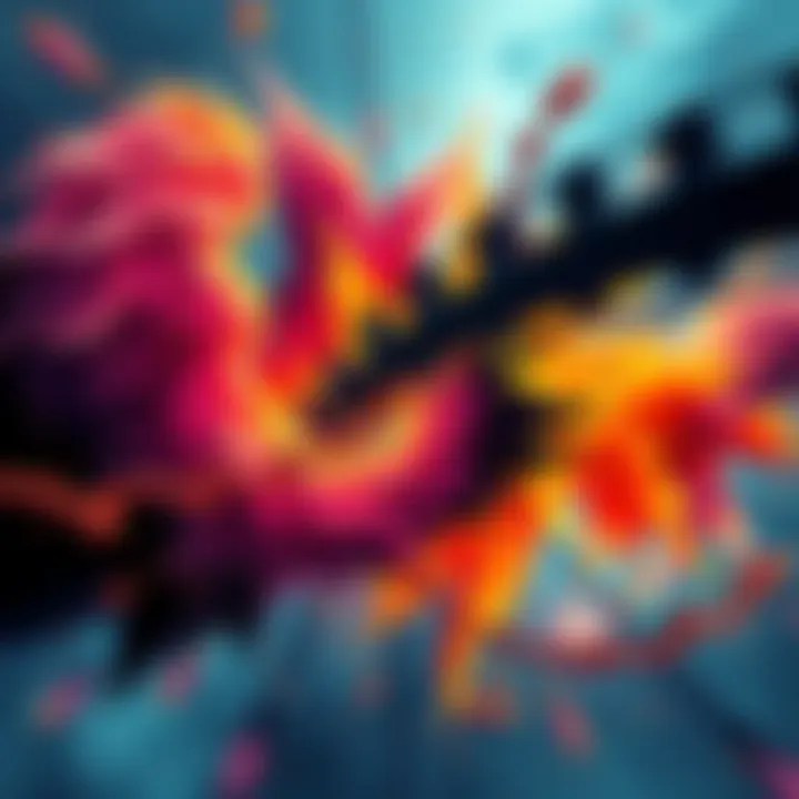 An abstract representation of strong impulses colliding with disappointing mythology, featuring vibrant colors and contrasting shapes, symbolizing the impact on beliefs.