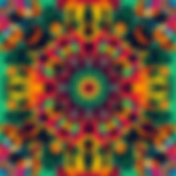 Cultural Pattern Art A vibrant illustration featuring a colorful pattern representing diverse cultures and identities, highlighting shared values and community connections.