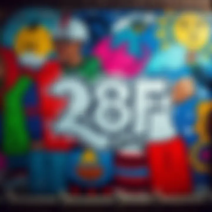 Cultural Representation of 28F A colorful mural symbolizing the significance of 28F in various communities, showcasing different cultural elements and social dynamics