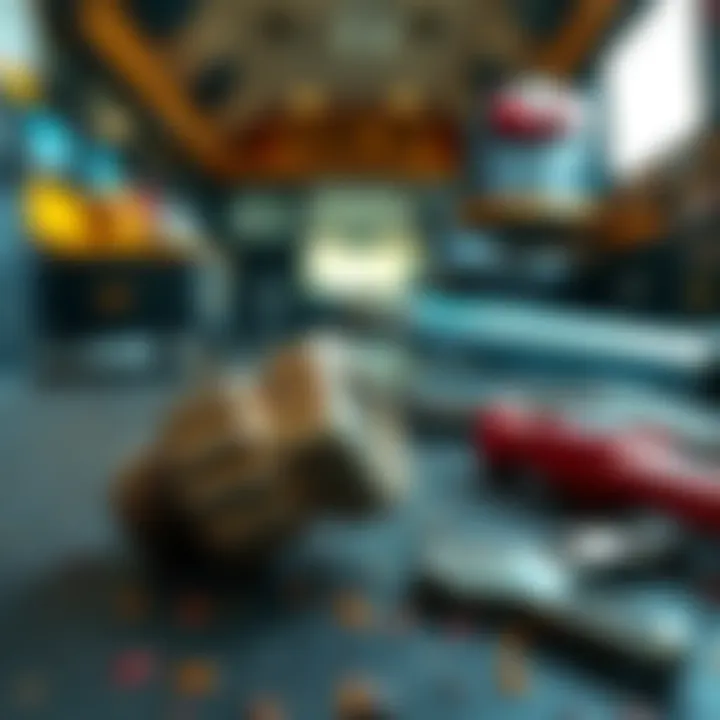A close-up of a unique bolt head discovered during the school bus renovation, sitting on the bus floor with tools nearby.