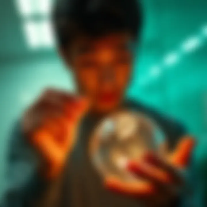 Curious Person Looking at a Strange Object A person with a puzzled expression examining an unusual object in their hands, symbolizing curiosity and confusion.