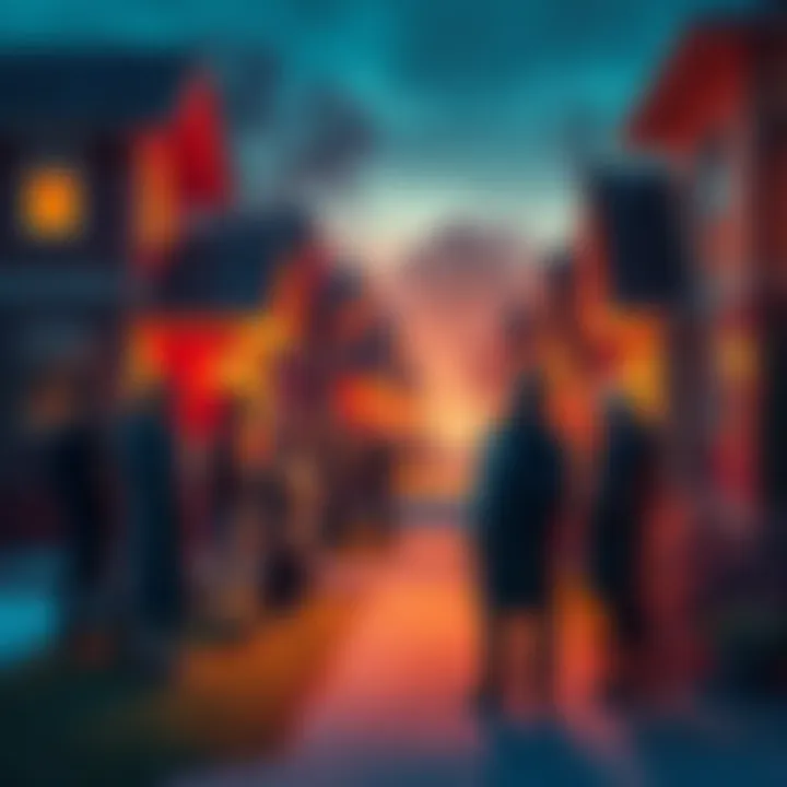 Residents gathering outside, trying to identify the source of unusual noises in their area