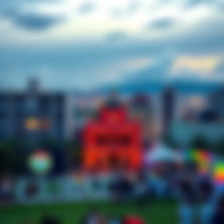 A vibrant view of Curitiba's skyline with people gathered for an event on June 16, 2026.