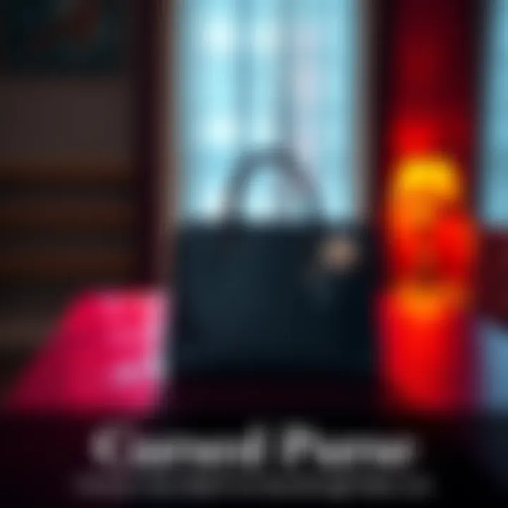 A woman’s designer purse sitting alone on a table surrounded by dark shadows, symbolizing bad luck