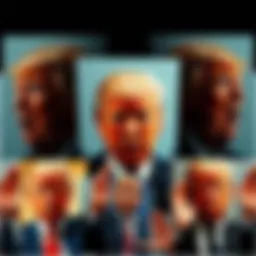 A collage showing altered images where Donald Trump is removed from various photographs using a cut-up method.