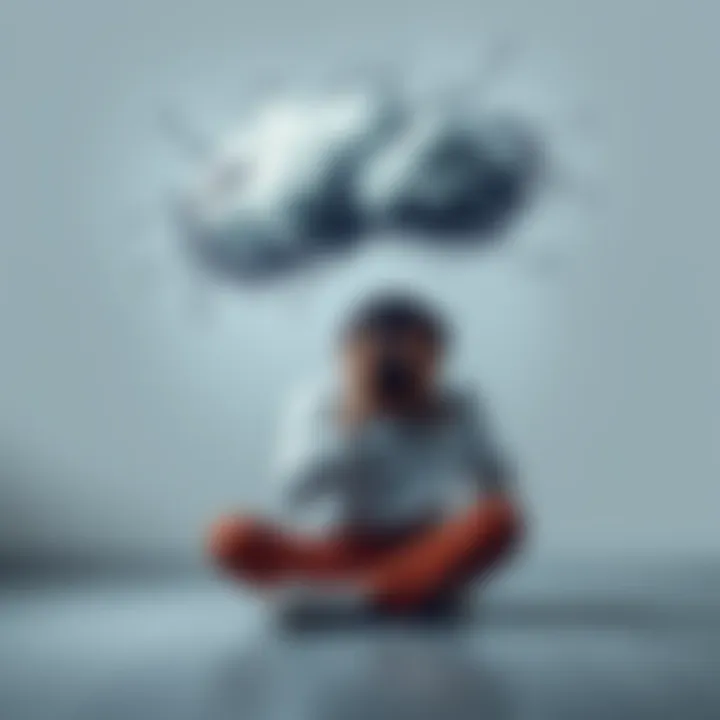 A person sitting on the floor with their head in their hands, surrounded by tangled thoughts represented as a cloud above them, illustrating the feeling of confusion and overwhelm.