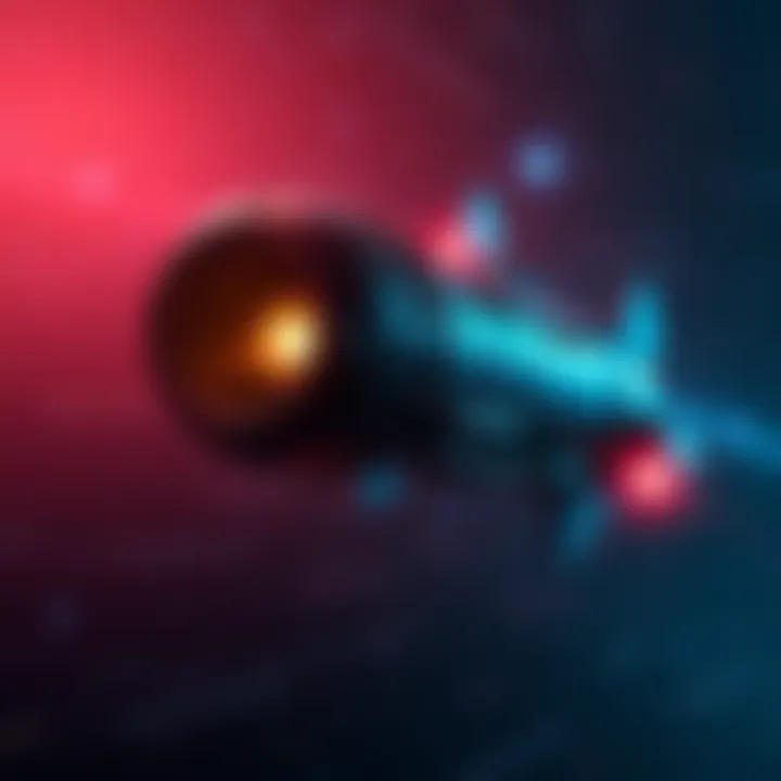 A large cylindrical alien mothership zooming through the starry cosmos.