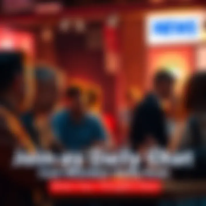 People engaging in conversation in a lively online forum setting.