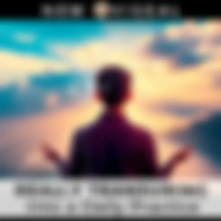 A person visualizing their goals while practicing Reality Transurfing with a peaceful background.