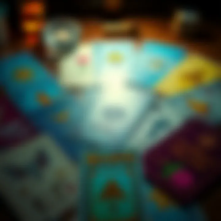 A colorful array of cards spread out, each displaying different symbols and messages for daily guidance.