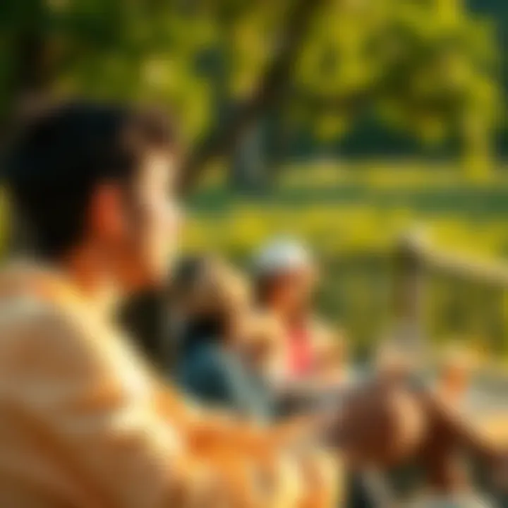 A person engaging in daily activities that create positive energy, like spending time with friends and enjoying nature.