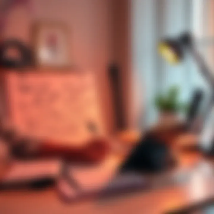 A person journaling and visualizing their goals while surrounded by affirmations and a planner on a desk.