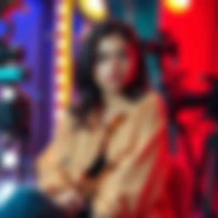 Dalia Burgoin looks worried while sitting on a set, surrounded by cameras and lights, as allegations of faking telepathy surface.