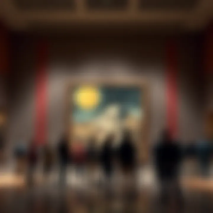 A Salvador Dali painting displayed at the Metropolitan Museum of Art, surrounded by visitors observing and reacting to its unique style.