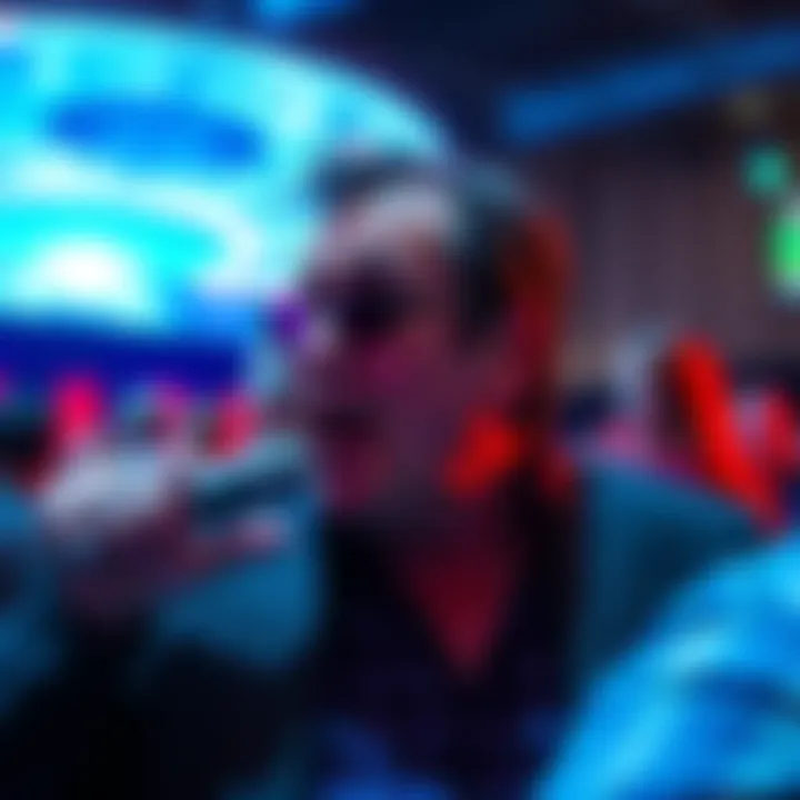 Dan Aykroyd speaking at a past UFO event, engaging with the audience