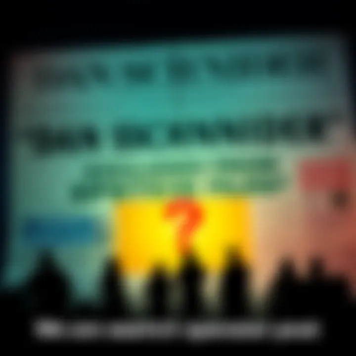 A graphic representation of a newspaper headline discussing Dan Schneider's absence from Epstein files, featuring a question mark and silhouettes of people questioning the topic.