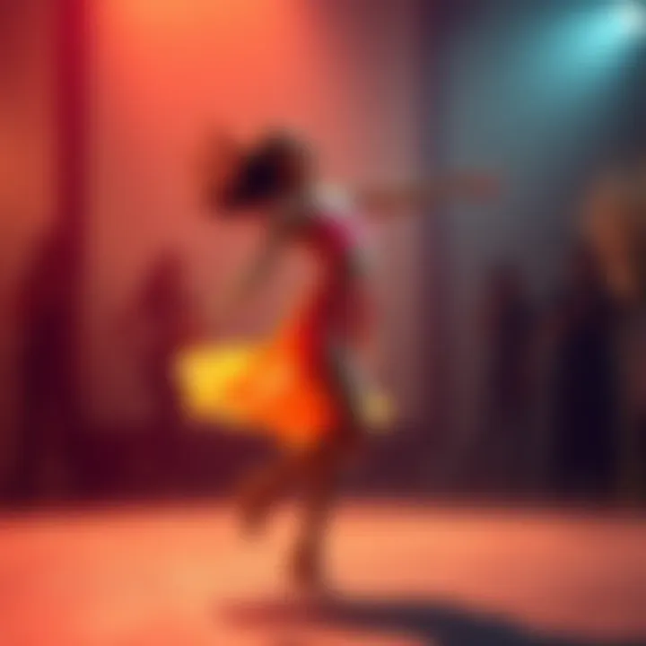 A dancer in a vibrant outfit showing joy and movement, symbolizing the blend of introversion and extroversion in personal identity.