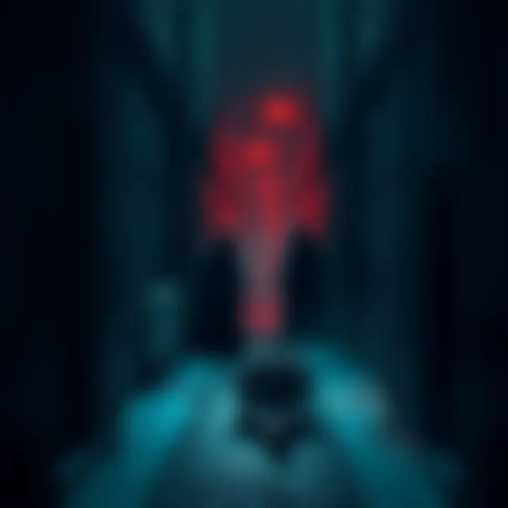 A dark alley showing shadowy figures representing sinister forces looming over a distressed person, symbolizing the urgent need for accountability against evil actions.