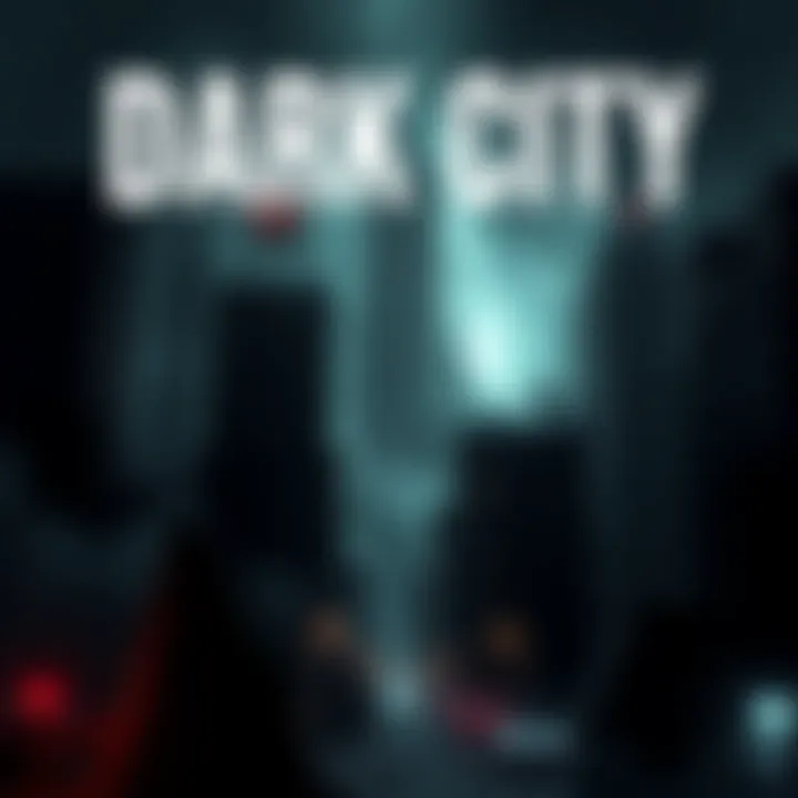 Dark City Gnostic Themes A scene from Dark City showing a dark, urban landscape with towering buildings and surreal lighting, depicting themes of control and identity.